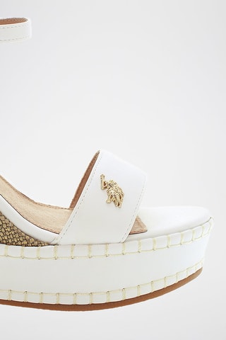 Sandalias de piel de cuña Aylin - Blanco y beige