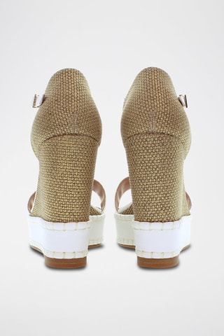 Sandalias de piel de cuña Aylin - Blanco y beige