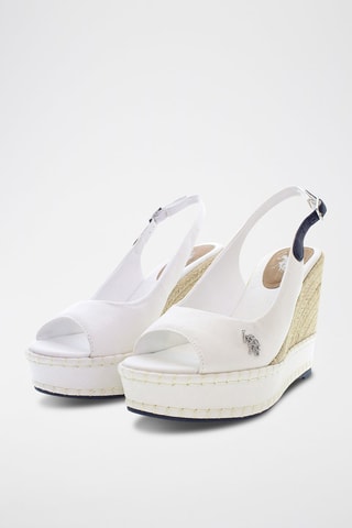 Sandalias de piel de cuña Aylin - Blanco y beige