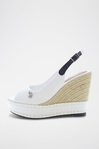 Sandalias de piel de cuña Aylin - Blanco y beige