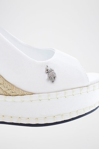 Sandalias de piel de cuña Aylin - Blanco y beige