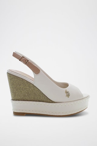 Sandalias de piel de cuña Aylin - Blanco y verde