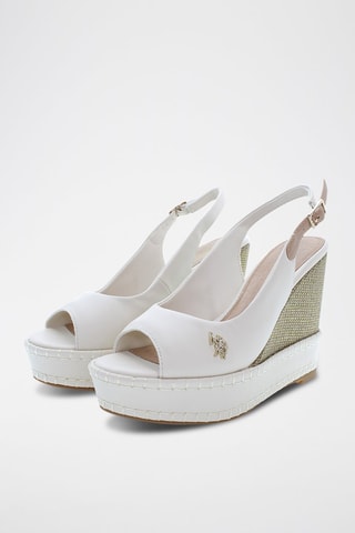 Sandalias de piel de cuña Aylin - Blanco y verde