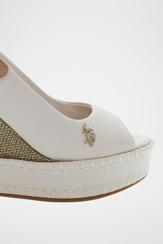 Sandalias de piel de cuña Aylin - Blanco y verde