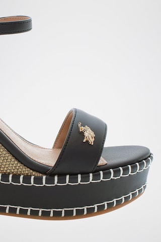 Sandalias de piel de cuña Aylin - Negro y beige