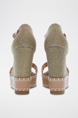 Sandalias de piel de cuña Aylin - Beige y verde