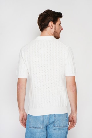 Polo en coton biologique et lin - Blanc