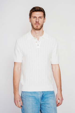 Polo en coton biologique et lin - Blanc