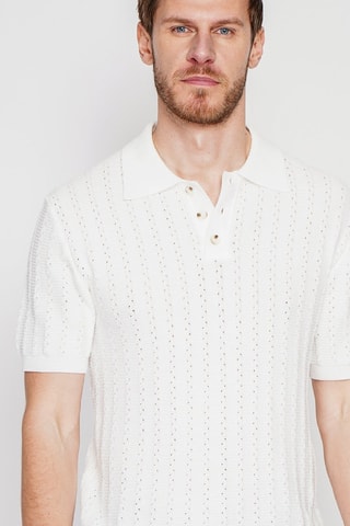 Polo en coton biologique et lin - Blanc