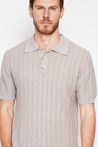 Polo en coton biologique et lin - Beige