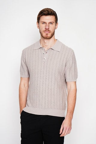 Polo en coton biologique et lin - Beige