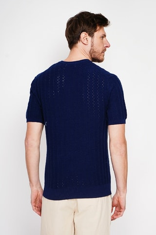 T-shirt en coton biologique et lin - Bleu marine