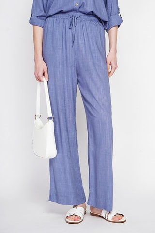 Pantalon large en lin - Bleu