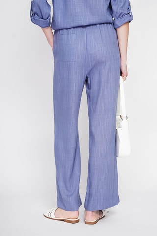 Pantalon large en lin - Bleu