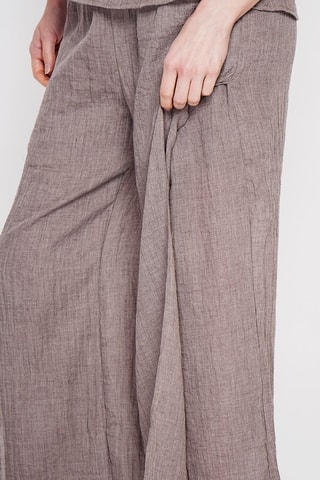 Pantalon en lin taille haute - Marron