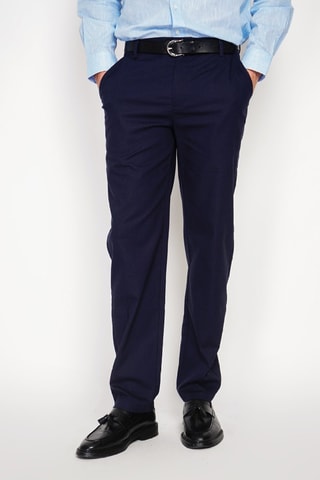 Pantalon regular en lin - Bleu marine