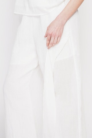 Pantalon en lin taille haute - Blanc