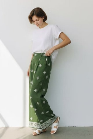 Pantalon large en lin - Beige