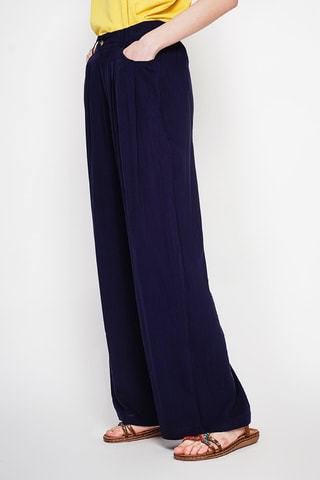 Pantalon ajusté en lin - Bleu marine