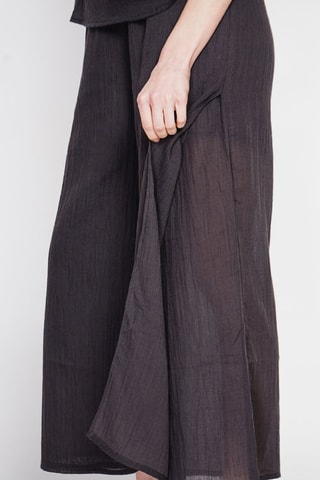 Pantalon en lin taille haute - Noir