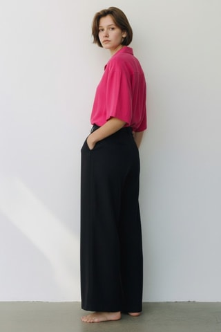 Pantalon large en lin - Noir