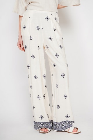 Pantalon large en lin - Blanc