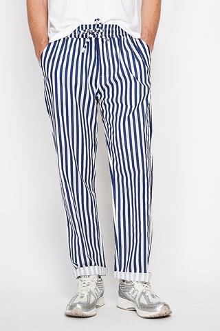 Pantalon droit en lin - Bleu marine