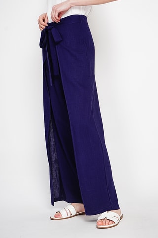 Pantalon portefeuille en lin - Bleu marine