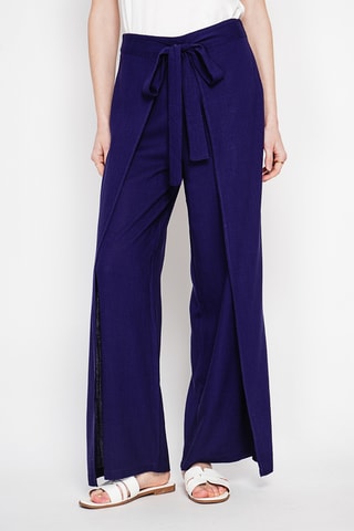 Pantalon portefeuille en lin - Bleu marine