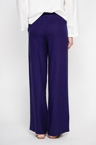 Pantalon large en lin - Bleu marine