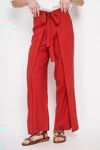 Pantalon portefeuille en lin - Rouge