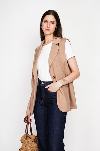 Veste sans manches en lin - Camel
