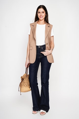 Veste sans manches en lin - Camel