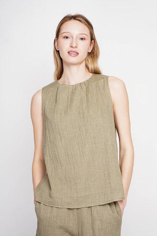 Top en lin - Kaki