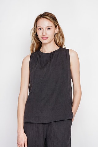 Top en lin - Noir