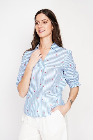 Blouse en lin - Bleu
