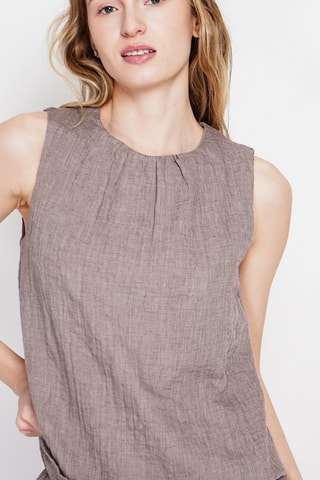 Top en lin - Marron