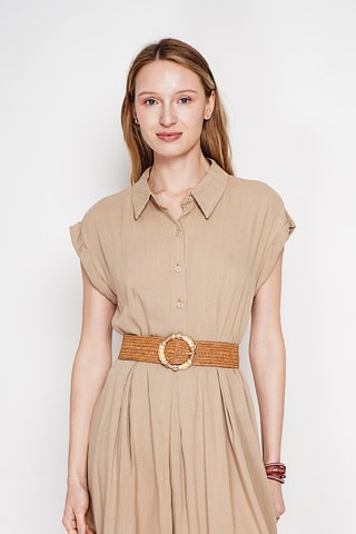 Robe patineuse en lin - Marron