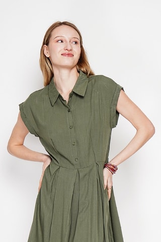 Robe patineuse en lin - Kaki