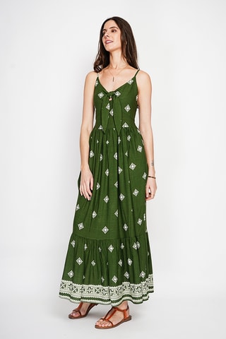 Robe longue en lin - Kaki