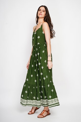 Robe longue en lin - Kaki