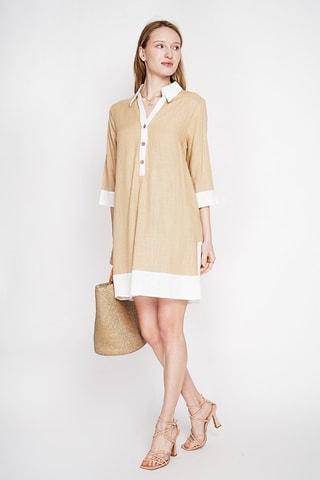 Robe droite en lin - Marron