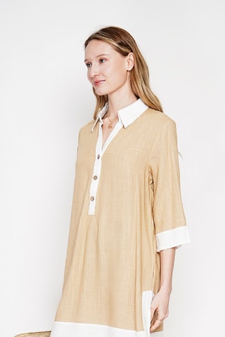 Robe droite en lin - Marron