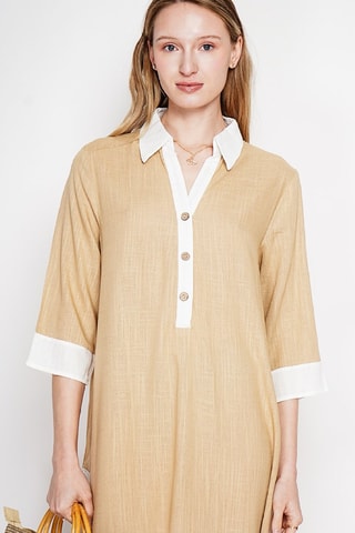 Robe droite en lin - Marron