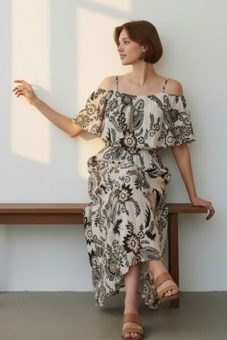 Robe longue en lin - Noir