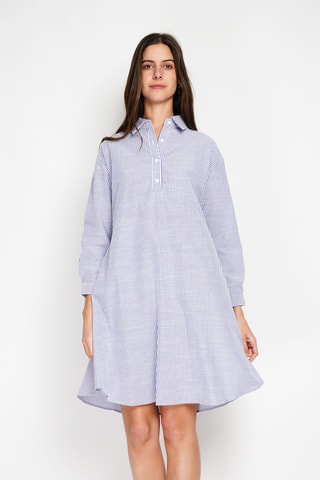 Robe trapèze en lin - Bleu et blanc