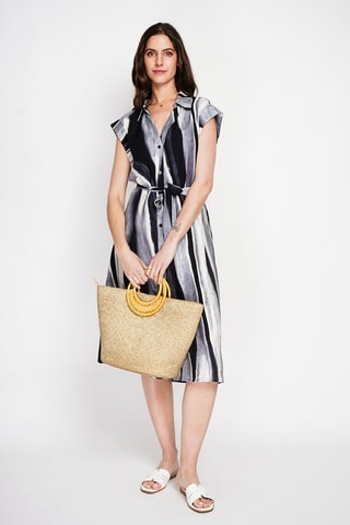 Robe chemise en lin - Noir