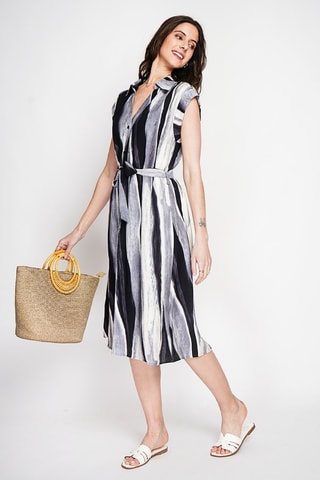 Robe chemise en lin - Noir