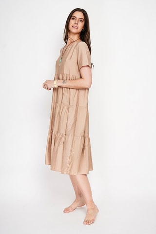 Robe midi en lin - Beige