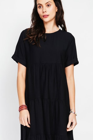 Robe midi en lin - Noir